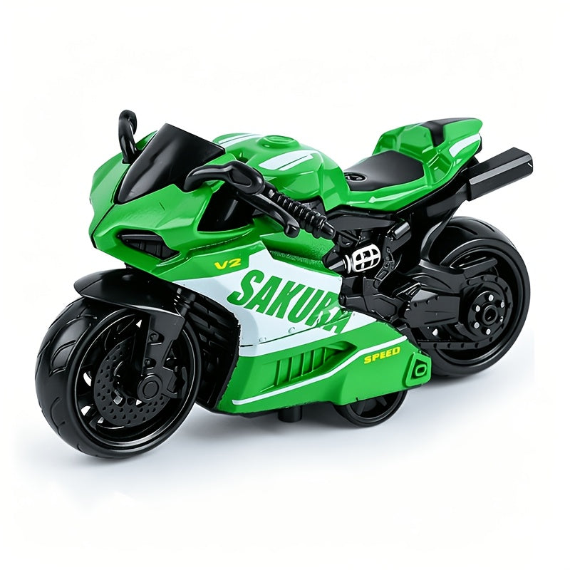 1pc Cool alloy pull-back motorcycle toy, simulation motorcycle racing model, powerful pull-back car, thick wheel anti-fall wear-resistant alloy motorcycle model