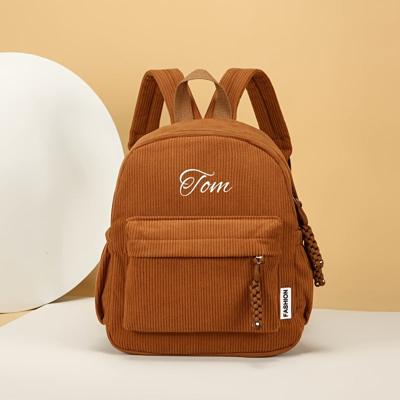 Back-to-school Season Personalized Fashionable Casual Backpack, Customizable with Exclusive Names, Text, or Lucky Numbers. It Features a Solid-color, Simple, Stylish, Casual, and Multifunctional Design with a Zipper Closure and Adjustable Shoulder