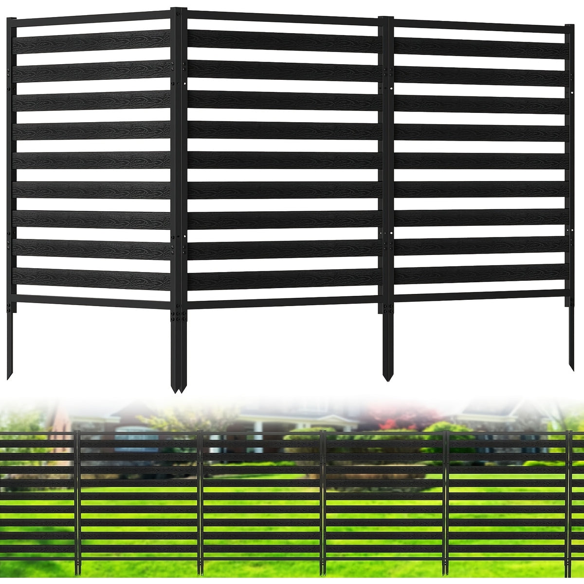 Metal Air Conditioner Fence 2 Panels - 40.27' W x 54.6' H Outdoor Privacy Screen, No Dig Wooden Privacy Screen for AC Unit, Trash Can, Pool Equipment, Yard Garden