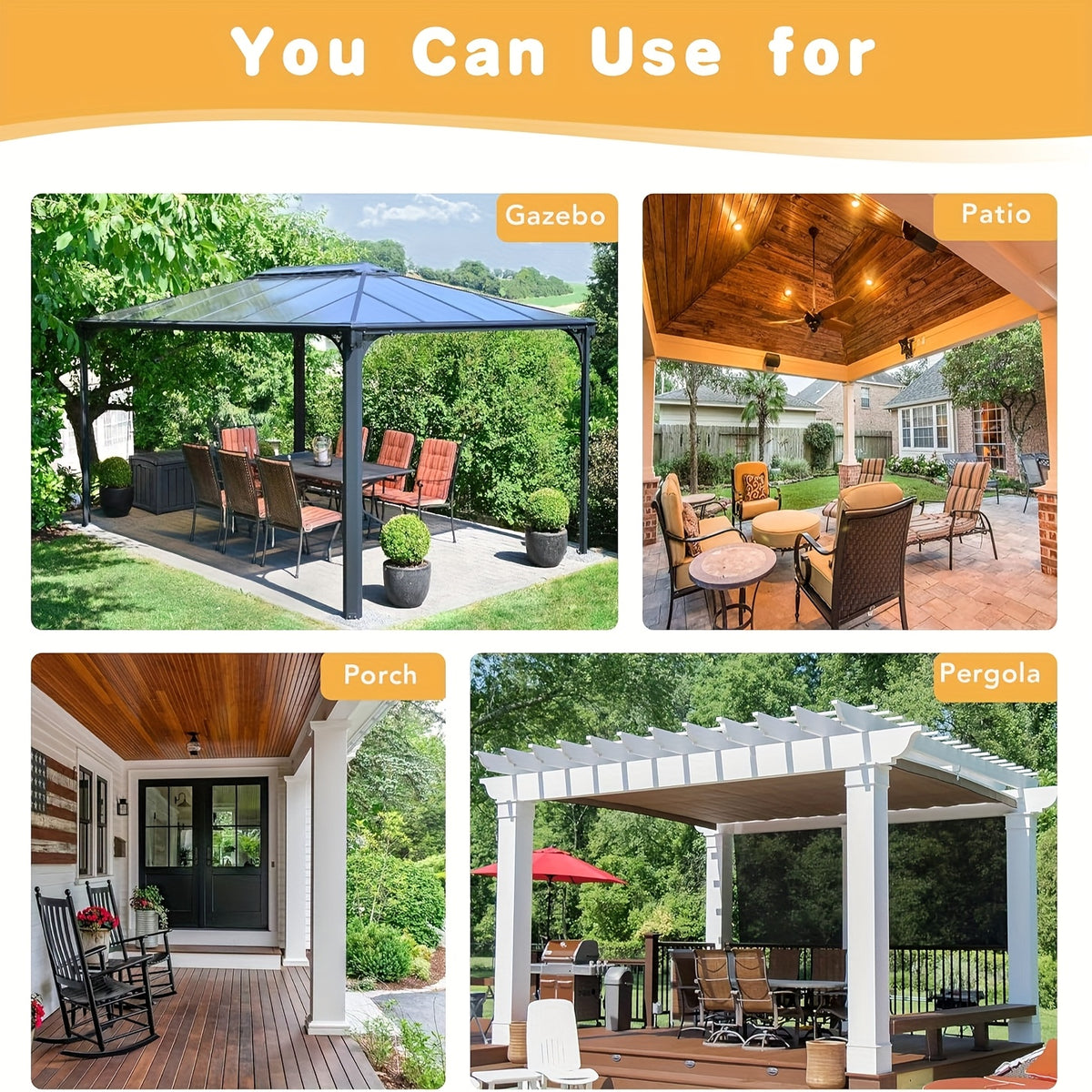 6 Panels Outdoor Patio Curtains - Waterproof Grommet Top Curtains, White Woven Texture Exterior Curtains, Suitable for Pergolas, Porches, Gazebos, Cabins, Decks