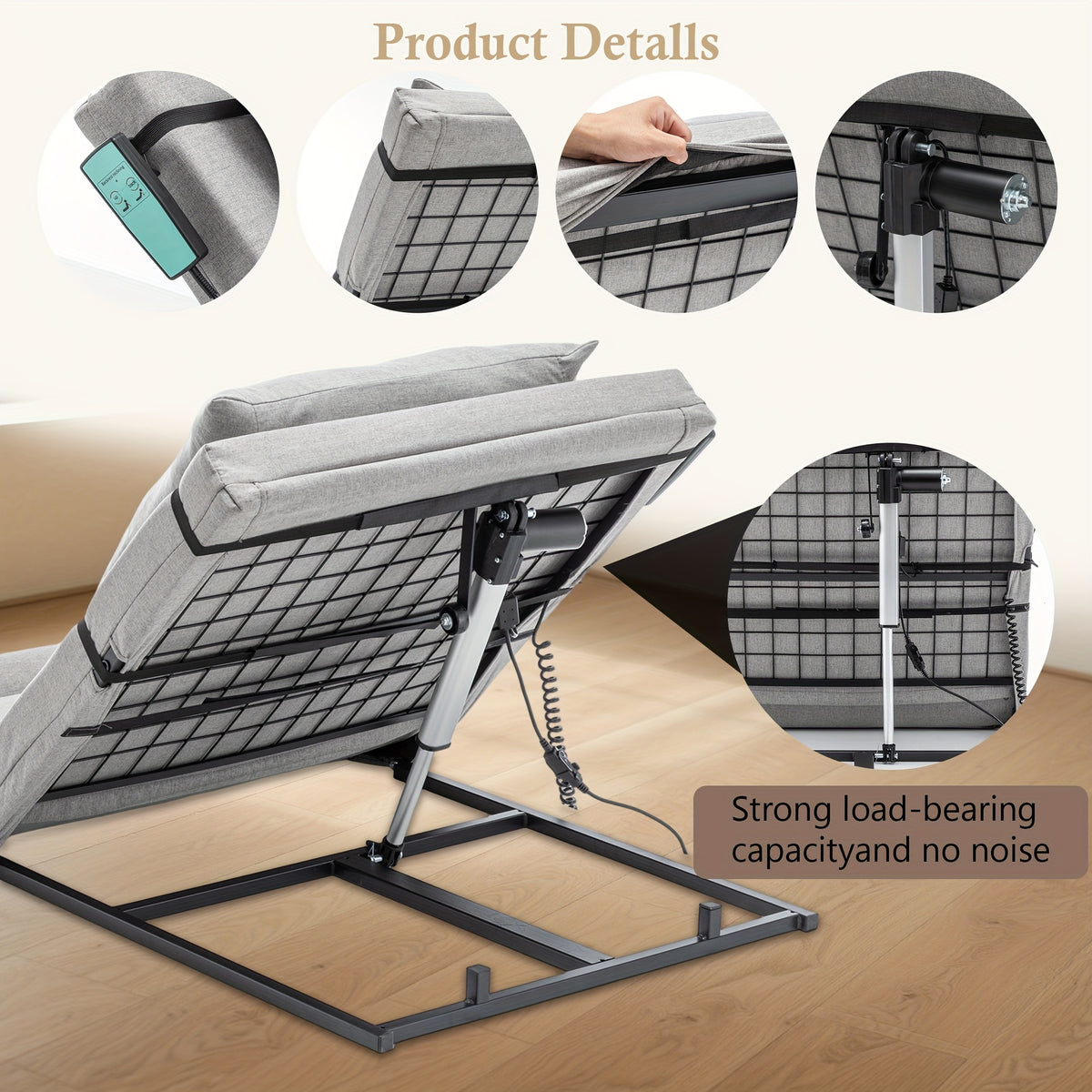 Adjustable Bed Backrest 4-68° Lift, 300 LBS Weight Capacity, Machine-washable Fabric, Suitable for Elderly, Pregnancy, Patients, Handicap Assistance - Fits Most Bed Frames