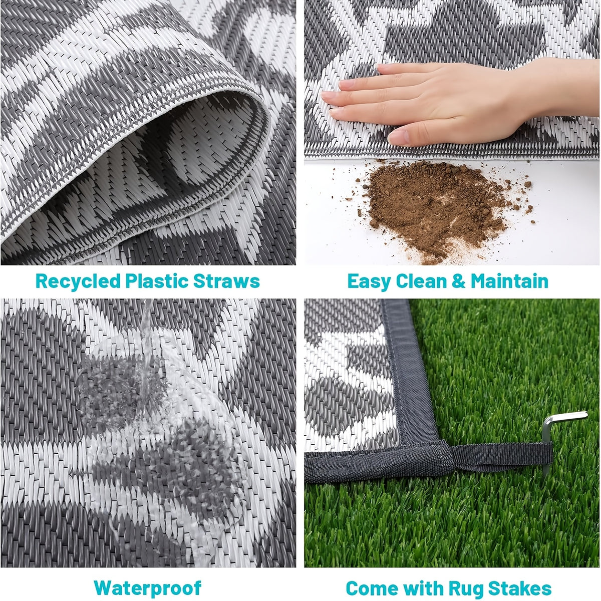 Outdoor Rug, Plastic Straw Rug Camping Mat, Reversible Outdoor Patio Rugs RV Mat, Indoor Outside Floor Carpet