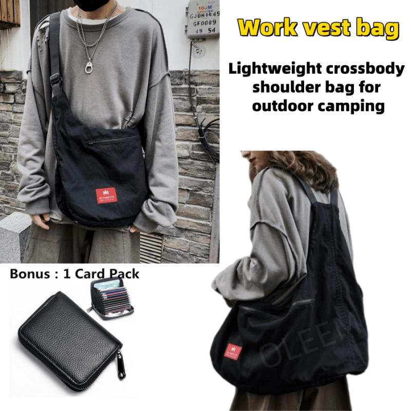 Japanese Harajuku Style Cargo Vest Rave Bag Backpack All-Match Crossbody Bag Large Capacity Single Shoulder Bag Office Work Vest Bag Casual Set 2pcs
