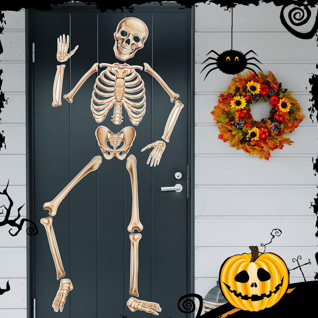 Skeleton Garage Door Magnets 57 Inches Skeleton Magnetic Sticker Decor Large DIY Garage Magnets Reusable Refrigerator Decal Magnet Sticker for Halloween Garage Decor (Beige)