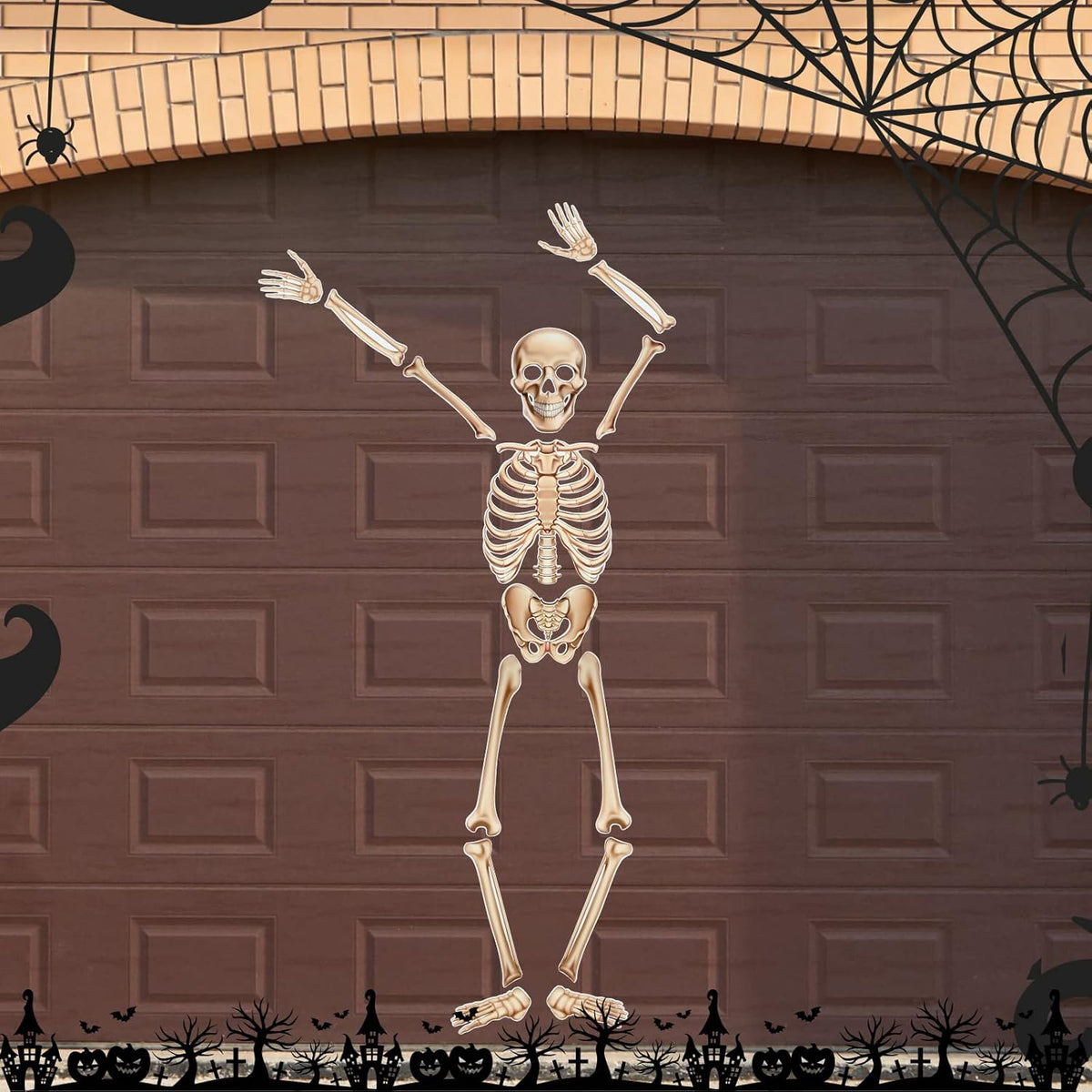 Skeleton Garage Door Magnets 57 Inches Skeleton Magnetic Sticker Decor Large DIY Garage Magnets Reusable Refrigerator Decal Magnet Sticker for Halloween Garage Decor (Beige)