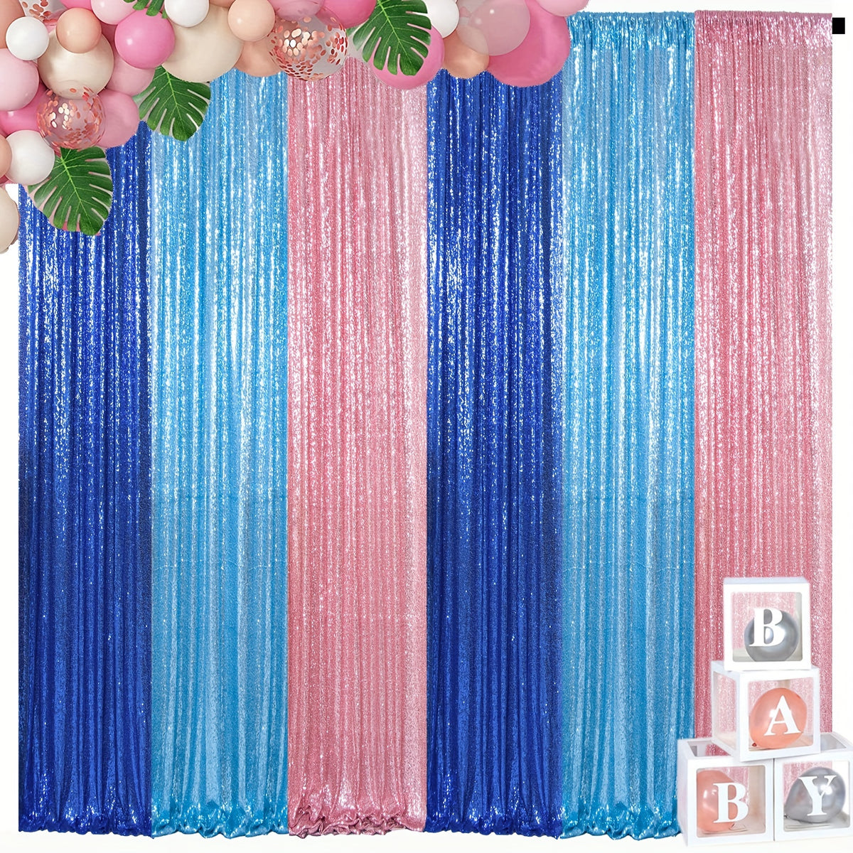 Outdoor Curtains Multi-Use Shimmer Fabric Backdrop Total 12Ft X 7Ft (6pcs 2Ft X 7Ft) for Garden Ceremony Wedding Summer Party Red Orange Yellow Glitter Drapes for Outdoor Tea Party Glam Outdoor Additions