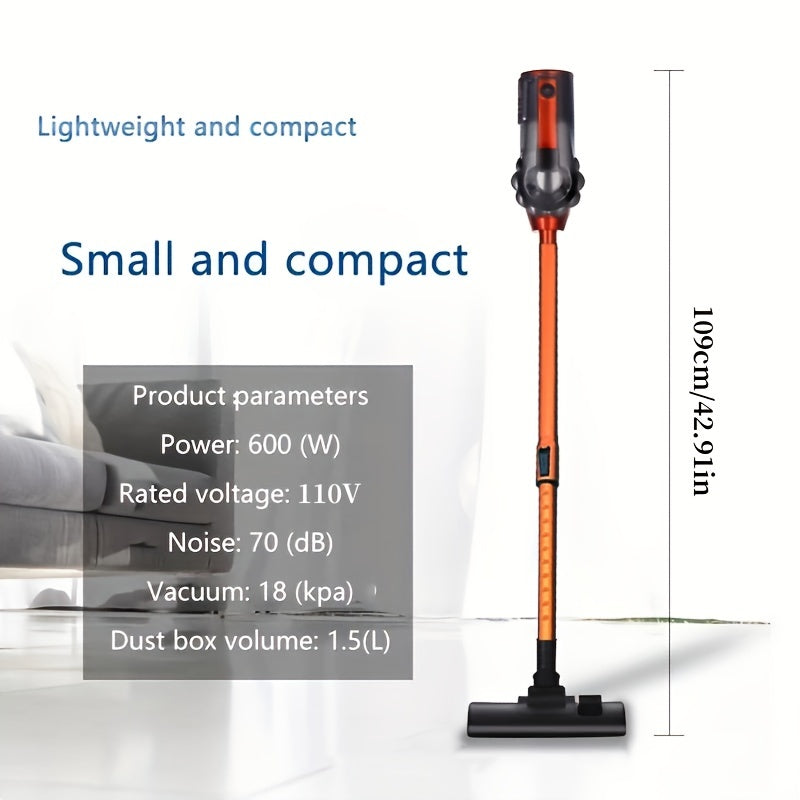 600W 110V 18Kpa Vacuum Cleaner Portable Household Low Noise Vacuum Cleaner Handheld Vacuum Cleaner Aspirating Vacuum Cleaner, Suitable for Pet Hair, Hard Floors, And Carpets, Four in One Lightweight Handheld Rod Vacuum Cleaner