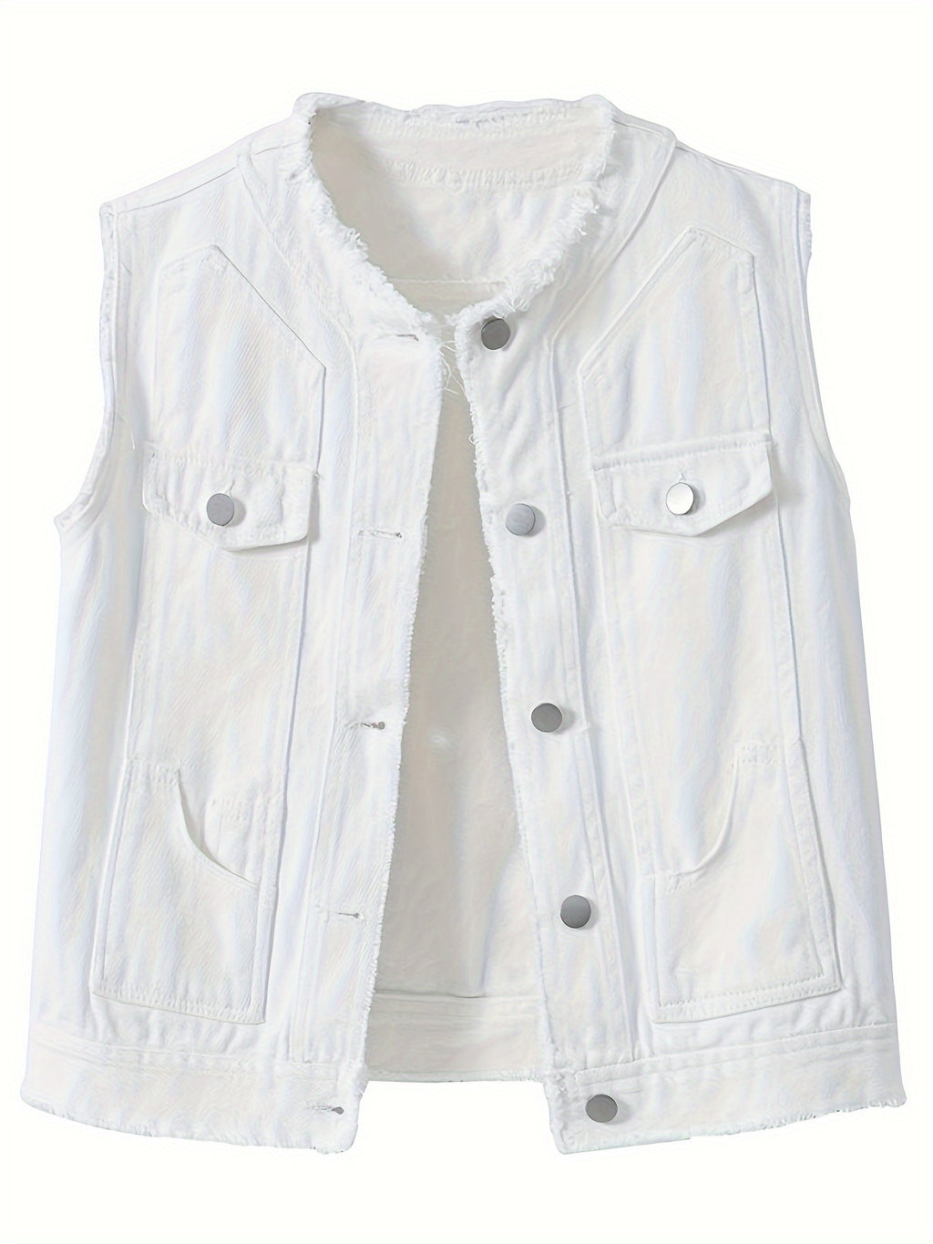 Women's Candy Color Sleeveless Denim Vest Button Jean Waistcoat Collarless Jacket Tassel Design Vest for Women