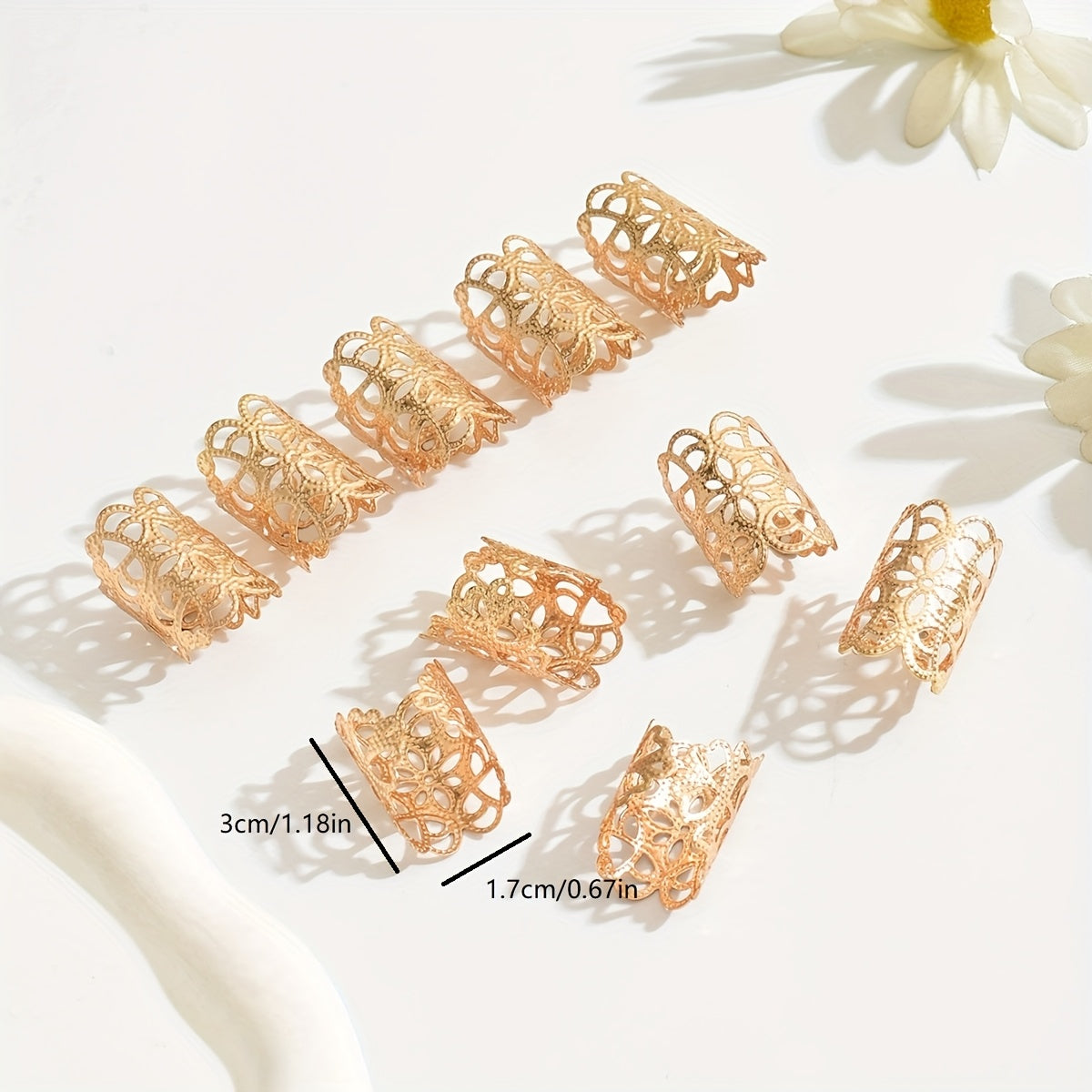 10pcs Set of Women'S Fashion Open Rings, Wide Band Hollow Floral Open Rings, Fashionable Temperament Ethnic Style, Women'S Daily Party Matching Wear