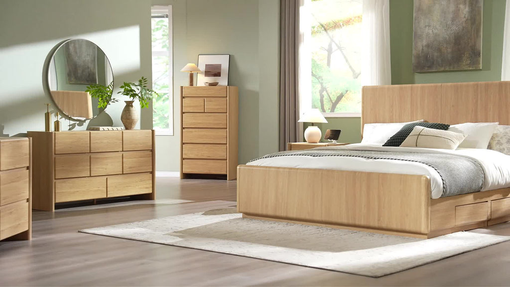 47" W Modern 6 Drawers Dresser for Bedroom, Wood Chests Of Drawers W/Large Storage & Rounded Corner for Bedroom, Hallway