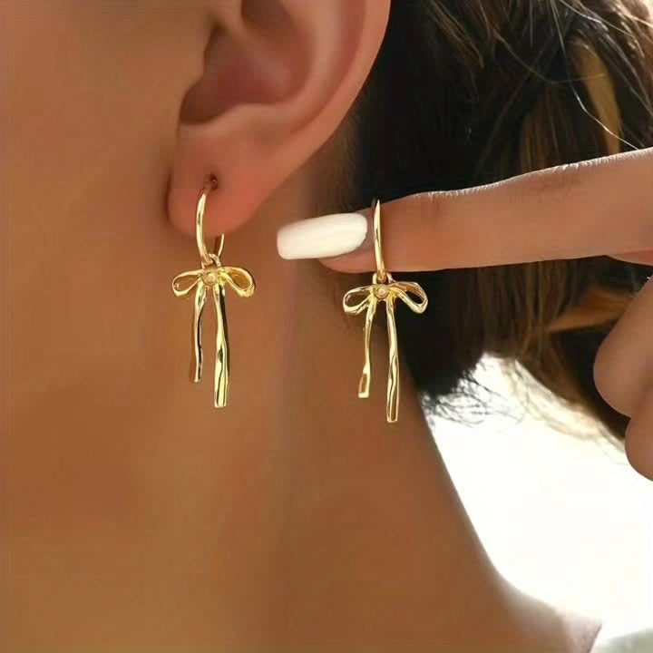 A Pair/three Pairs/set of Minimalist Metal Bow Valentine's Day Design Trendy Earrings