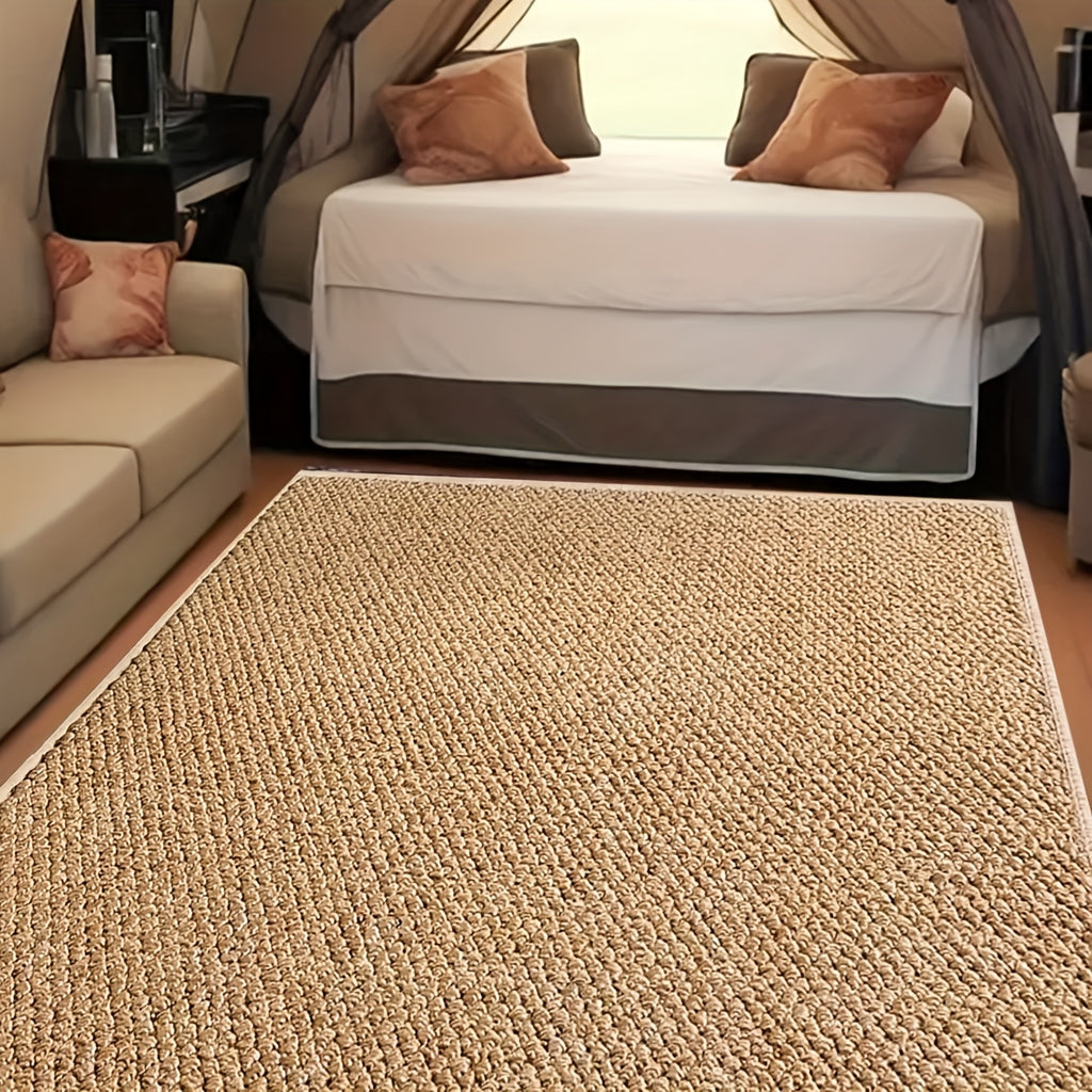 1pc Outdoor Mat - Thickened Synthetic Grass & Coconut Fiber Floor Mat, Durable Machine-Washable 100% Polyester for Patio, Garden, Poolside, Balcony - Summer Floor Mat with Natural Aesthetic, Patio Mat, Poolside Accessory, Cozy Ambiance Decor