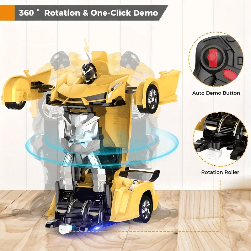 1:18 Scale Transforming Car Robot Toy Suitable for Kids Over 3 Years, USB Drifting Car with One-Button Deformation, Racing Vehicle for & Birthday Gifts, Educational Toys