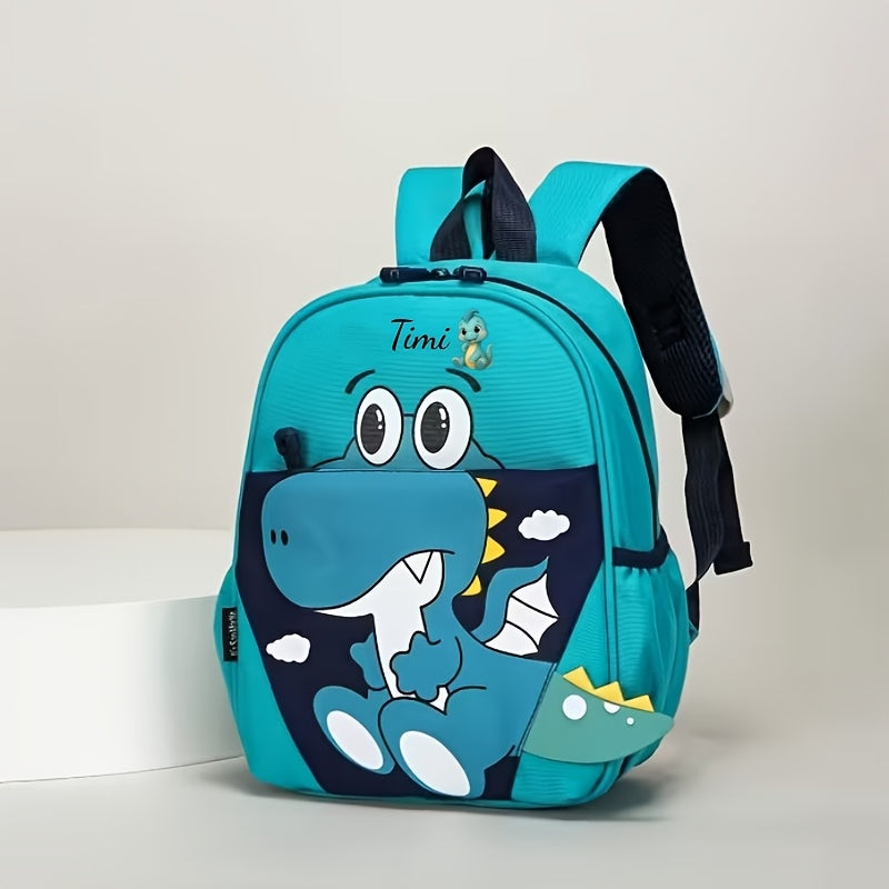 1pc Back-To-School Personalized Casual Backpack, Customizable with Name, Text, Or Blessing, Featuring Cute Cartoon Dinosaur Print, Lightweight, Multifunctional, And Easy to Carry. Durable Fabric, Multiple Colors Available