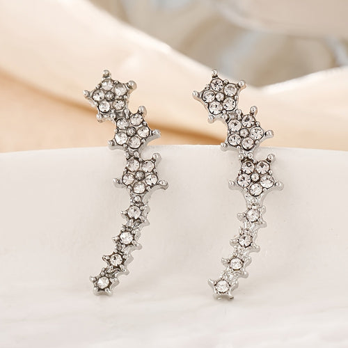 1 Pair Easy Korean Style Rhinestone Starry Sky Premium Design Light Luxury Long Versatile Women'S Stud Earrings
