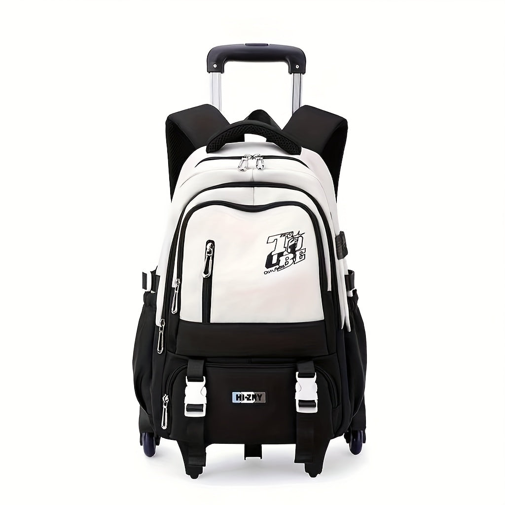 One-piece PackFashionable Splicing Casual Youth College Backpack, 25L (height of About 47cm) Large-capacity Student Daily Backpack, Distribution Trolley Pulley, More Labor-saving Travel
