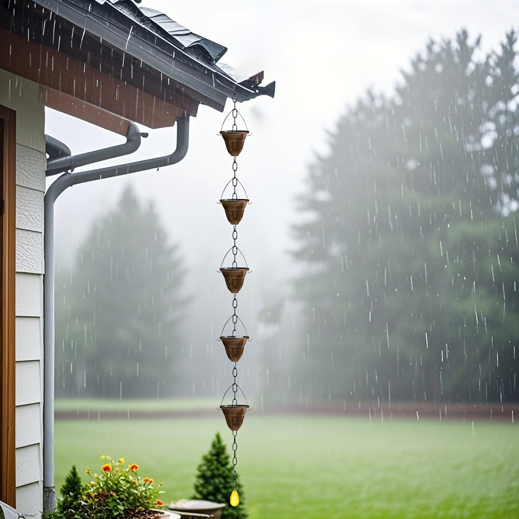 New Thickened Outdoor Metal Rain Chain, Rain Chain Replaces Drain Trough, Decorative Eaves Drain Downpipe, Suitable for Outdoor Drainage Ditches, Courtyards And Villa Decoration