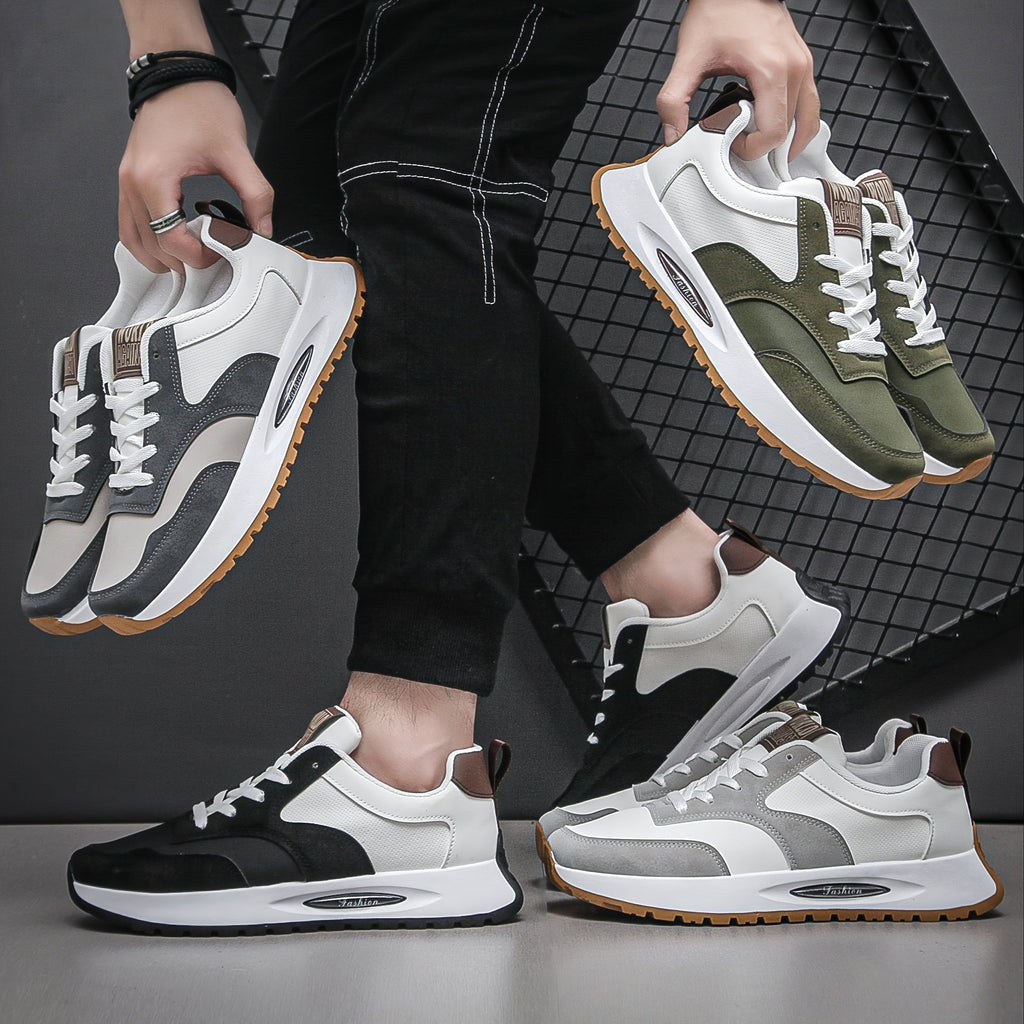 [Sneakers] Men'S Running Shoes - Breathable, Non-Slip Casual Skateboard Shoes, Lace-Up Design, Comfortable And Durable