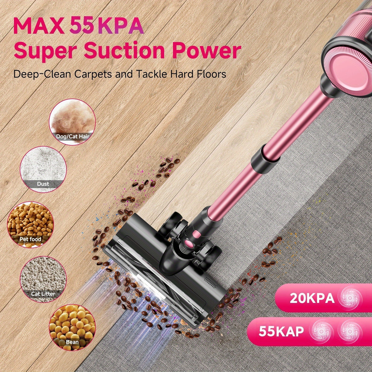 Cordless Vacuum Cleaner, 8 In 1 Lightweight Household Cleaner, Home Essential Cleaning Gadgets For Housekeeping, Wireless Vacuum For Hardwood Floor/Carpet/Pet Hair