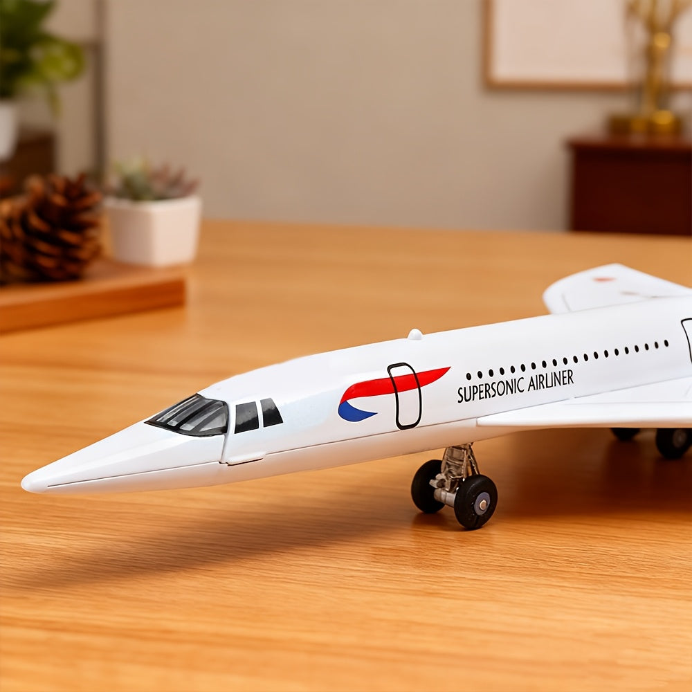 Collectible Model Plane Ornament, Exhibition-Grade Simulation Aircraft, 1:68 Scale Alloy Concorde Supersonic Airliner, Static Display Model Plane with Highly Restored Details, Home Desktop Decoration, Must-Have Collection for Model Plane & Aerospace
