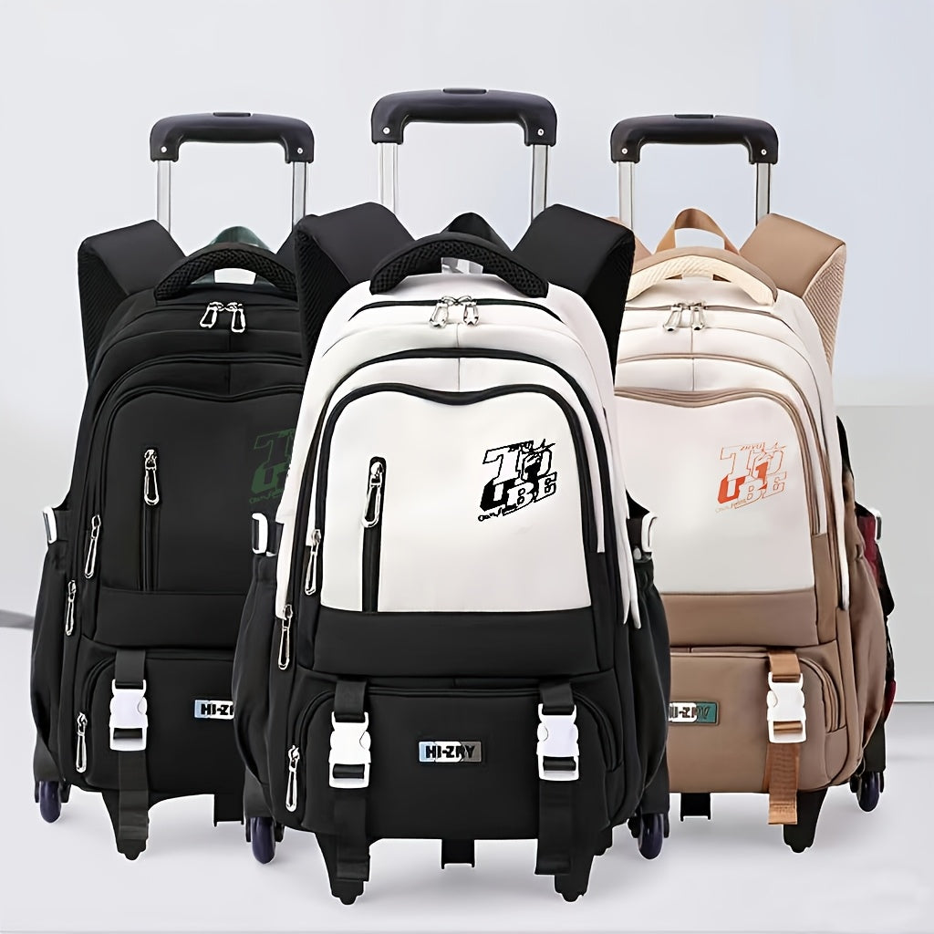 One-piece PackFashionable Splicing Casual Youth College Backpack, 25L (height of About 47cm) Large-capacity Student Daily Backpack, Distribution Trolley Pulley, More Labor-saving Travel
